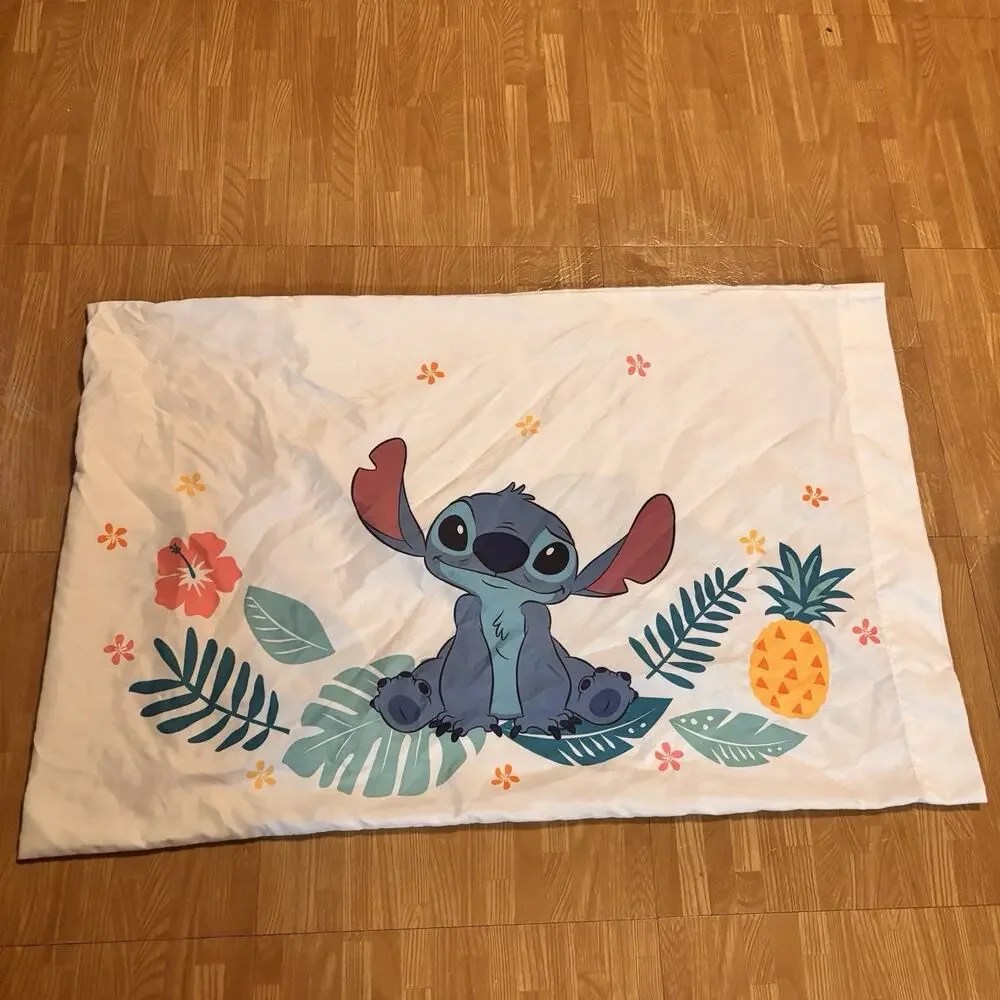 Disney Stitch Graphic White Standard Size Pillowcase Hawaiian Pineapple Tropical